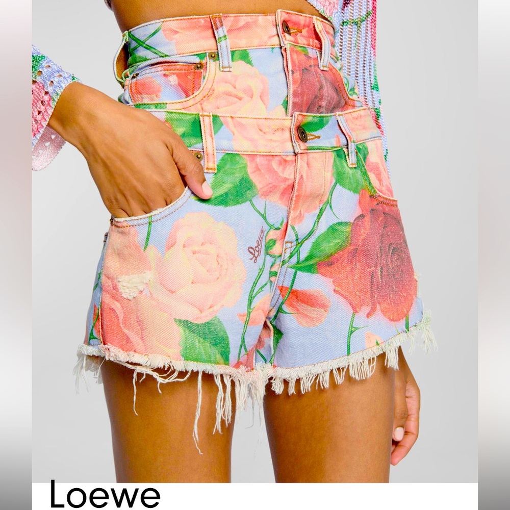 Unique Style Double-Layer Print Denim Shorts - image 1